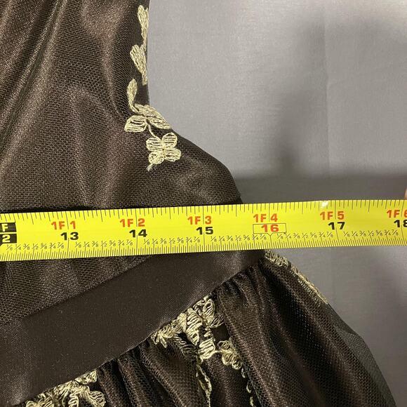 Jessica McClintock Dress Womens 8 Brown Strapless Lace Fit & Flare Made in USA - Picture 9 of 16